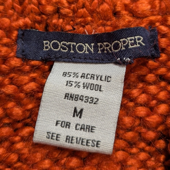 Boston Proper Burnt Orange V Neck Button Up Cardigan Sweater M - Picture 8 of 9
